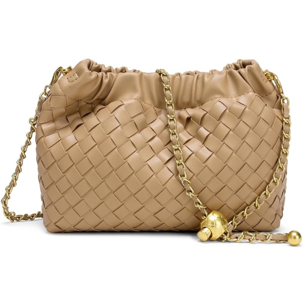 Elegant Tan Woven Shoulder Bag